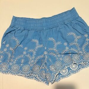 J. Crew Blue and White Embroidered Shorts
